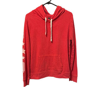 Love Express Vintage Y2K Red Hoodie with White Star Accents Size L